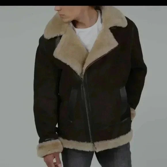 Vintage St. John's Bay Brown Leather Aviator Pilot Jacket with Sherpa Trim - Picture 2 of 16